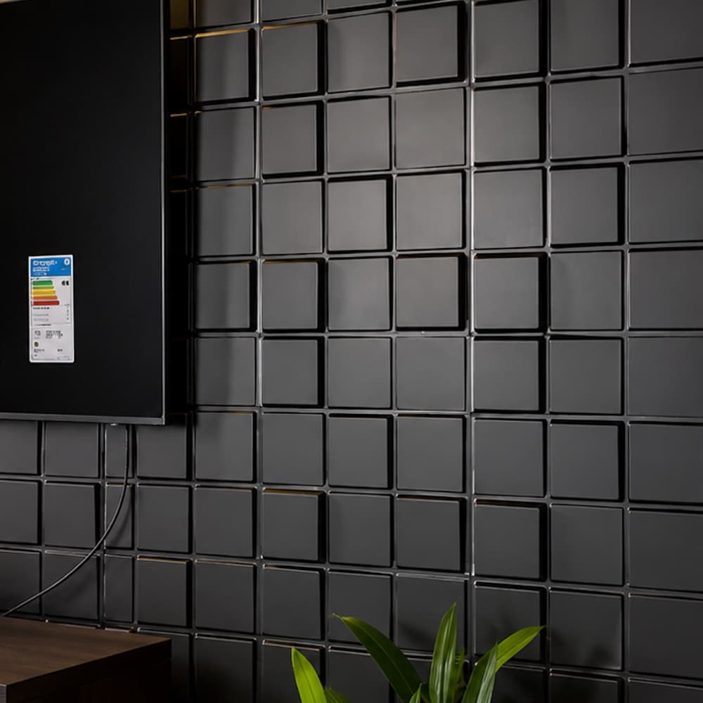 Placas de Revestimento 3d De Parede em PVC Preto e Branco Decorativo 25x25 cm Kit C/170 UN