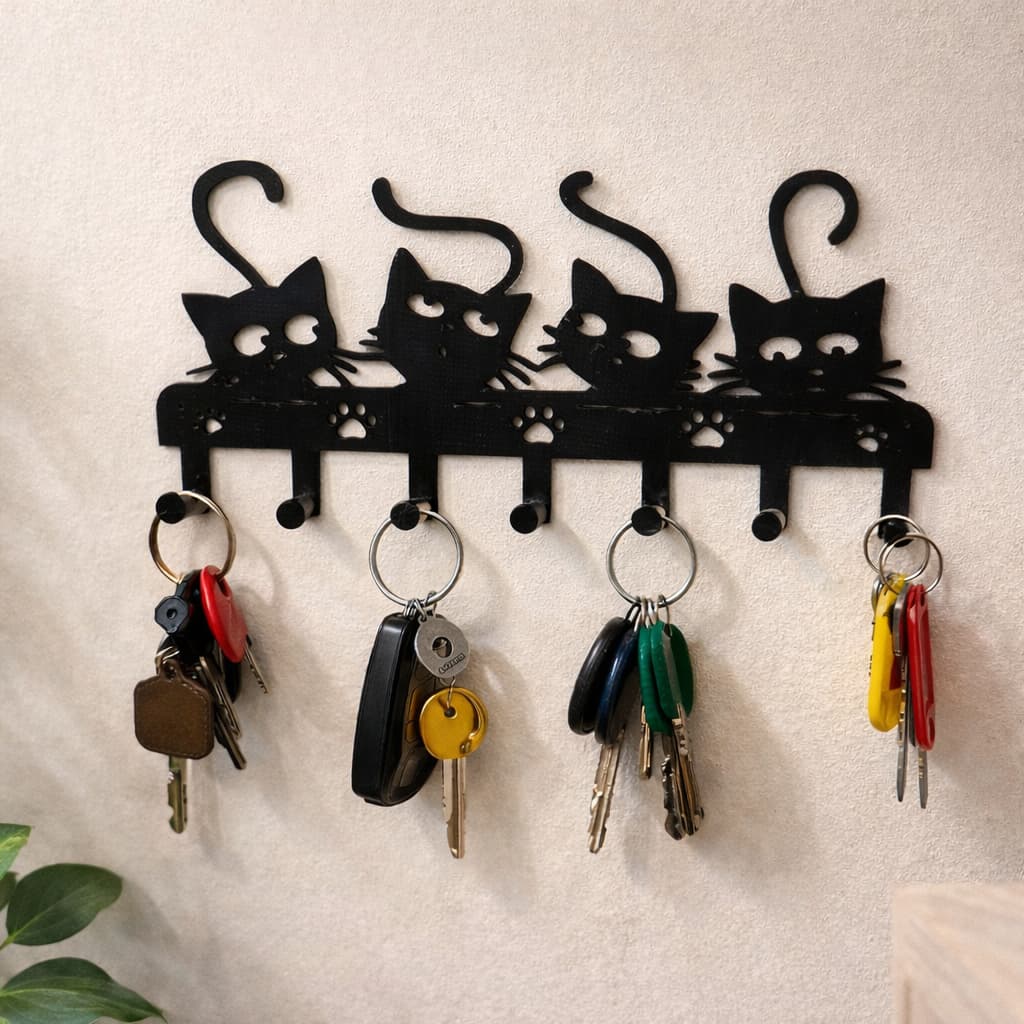 Porta-Chaves Decorativo Gatinhos – Organizador de Chaves Moderno