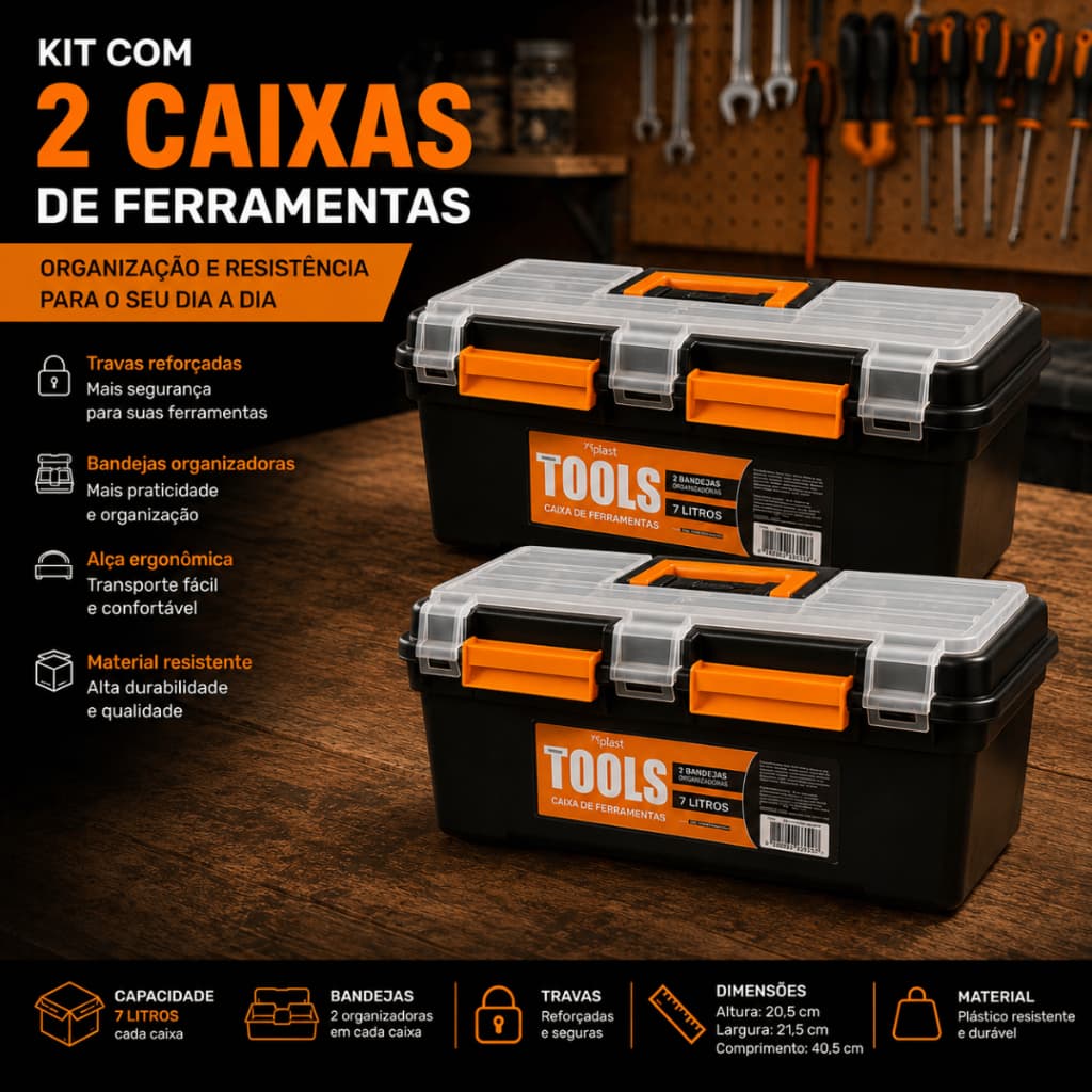 Kit 2 Maletas Caixa de Ferramentas Pesca Organizadora Alta Resistente Reforçada Oferta Envio Rápido!