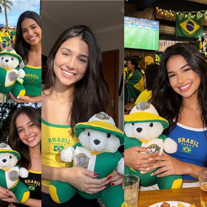 Blusinha do brasil + Ursinho mascote do Brasil Copa do mundo