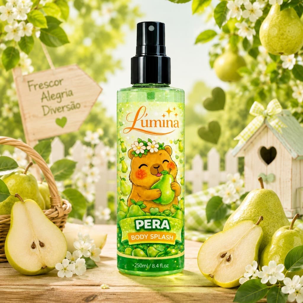 Body Splash Infantil Lúmina 250ml Perfume Colônia Infantil Fragrância Pera Original