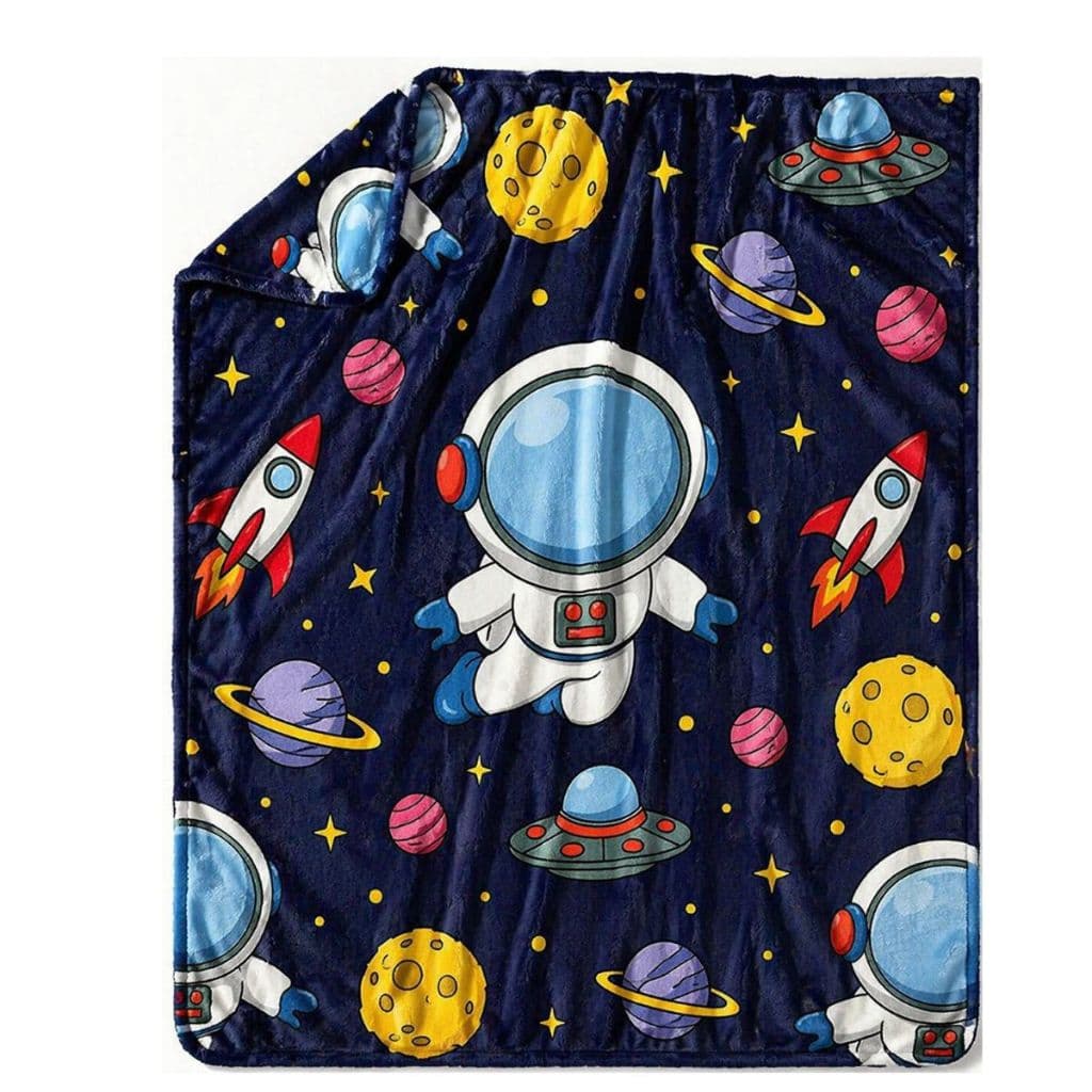 Mantinha Infantil Astronauta Soft Fleece Macia 1,00 x 1,40m Cobertor Bebê Criança Quentinho Viagem