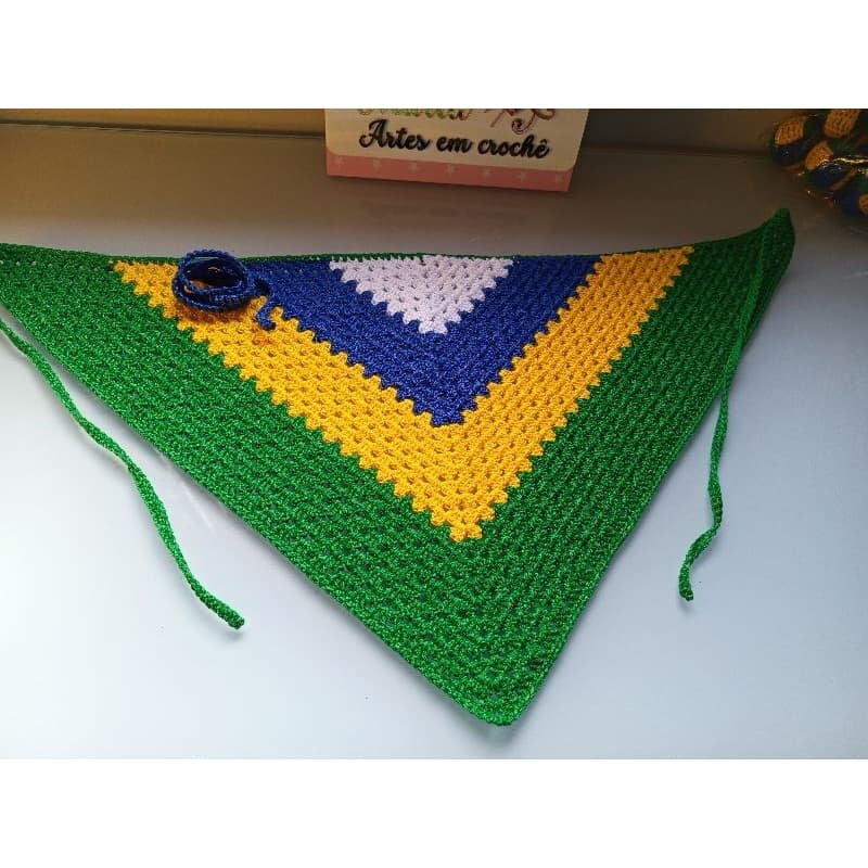 Bandana em Crochê da Copa/ Cores do Brasil