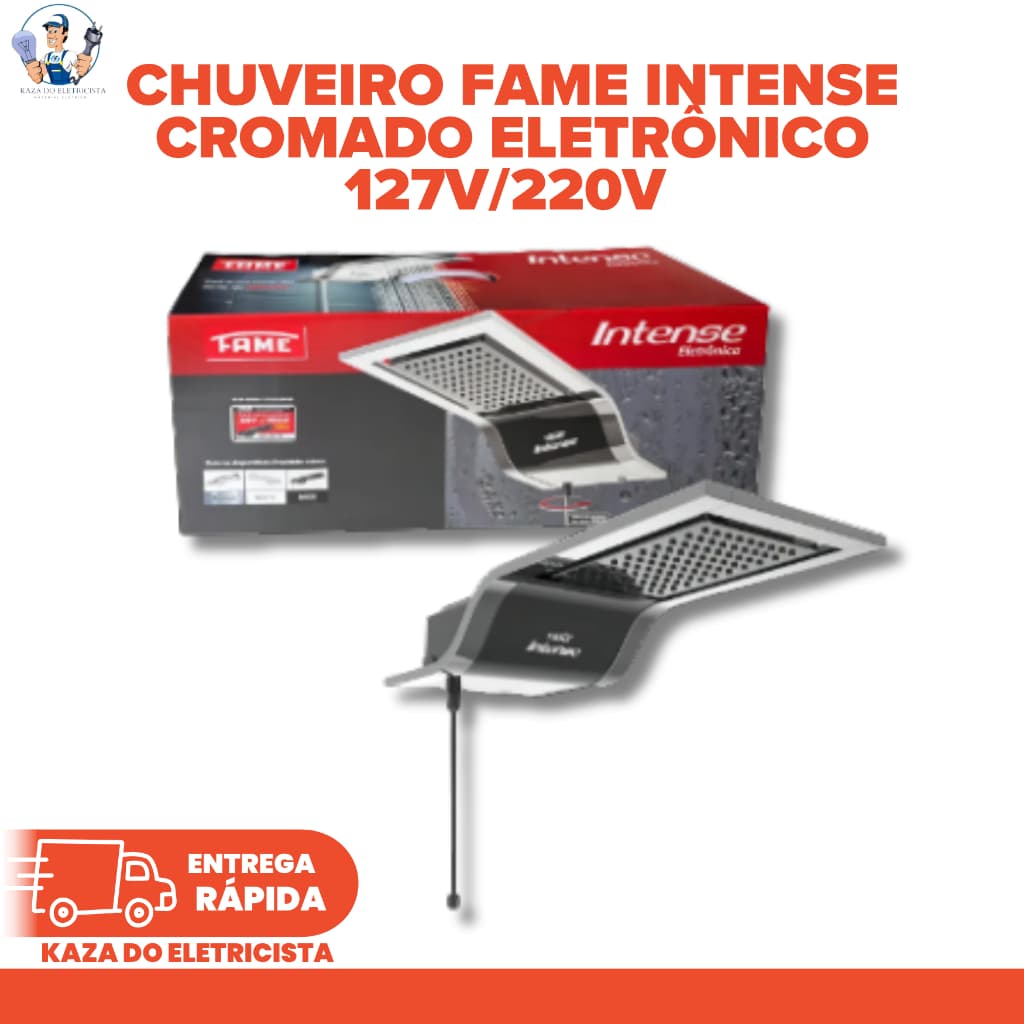 Ducha Eletrônica Fame Intense Luxo Cromado Controle De Temperatura 127V 5400W / 220V 7800W