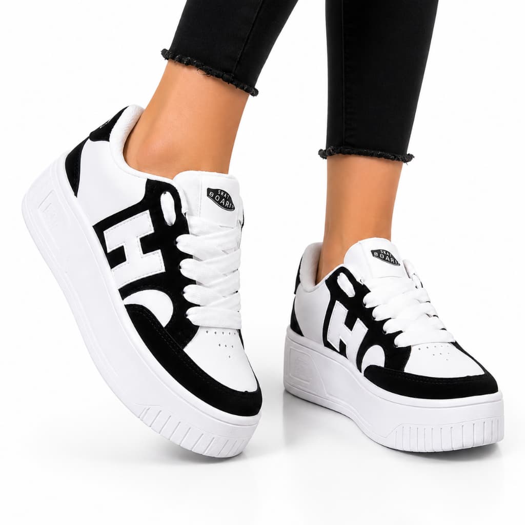 Tênis Plataforma Casual Feminino - H, Moda Confortável e Estiloso Oferta