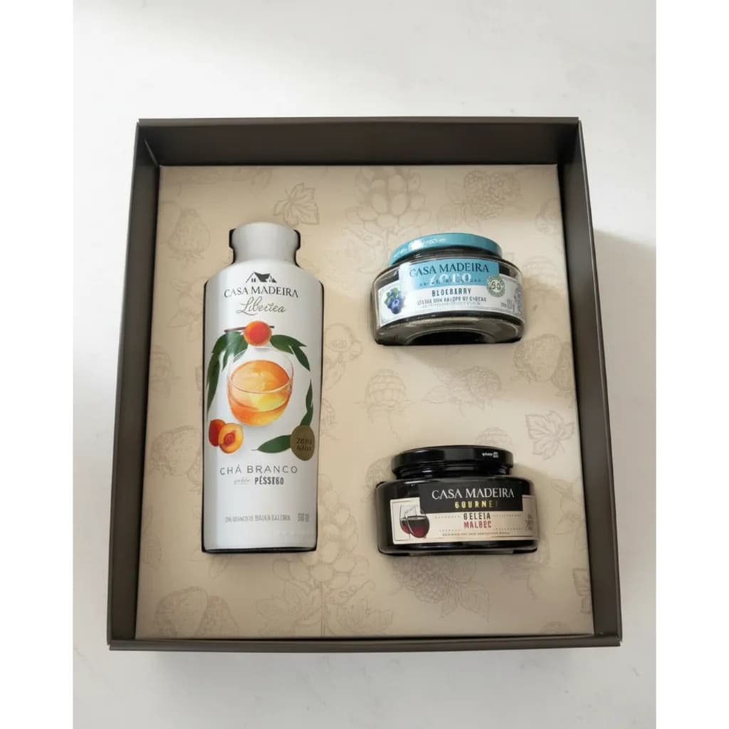 Kit Presente Casa Madeira Chá Ou Suco E Geleias Gourmet