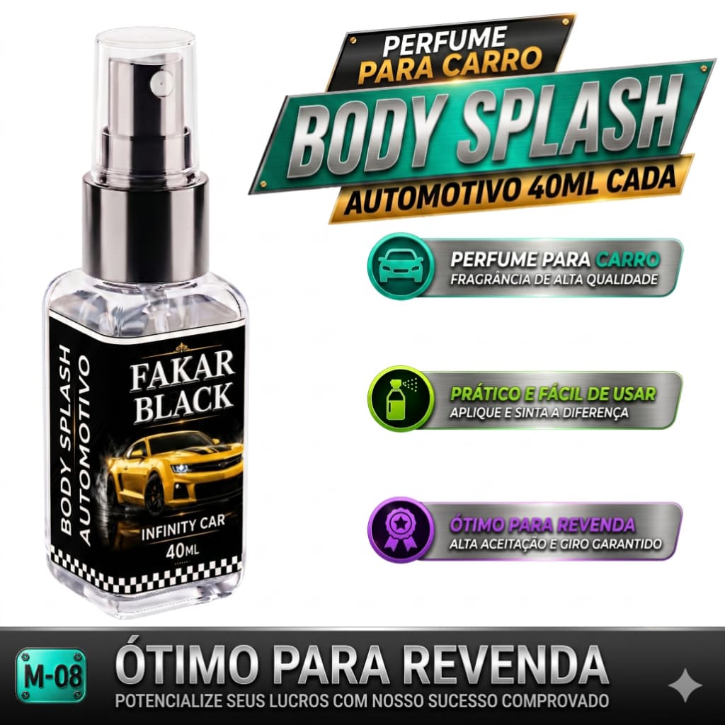 Body Splash Fakar Black Automotivo 40ml Cheirinho de Carro Spray Perfume Para Carro Longa Duração