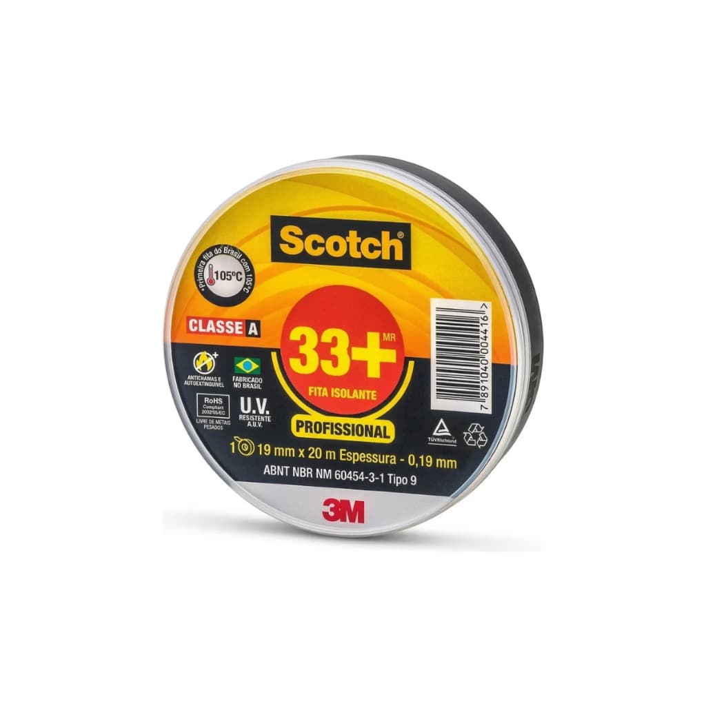 Fita Isolante 3M Scotch 33+ Profissional – 20 Metros