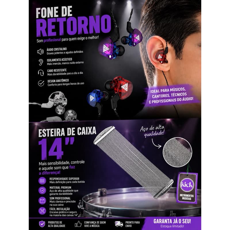 Kit Esteira de Caixa 14° + Fone de Retorno