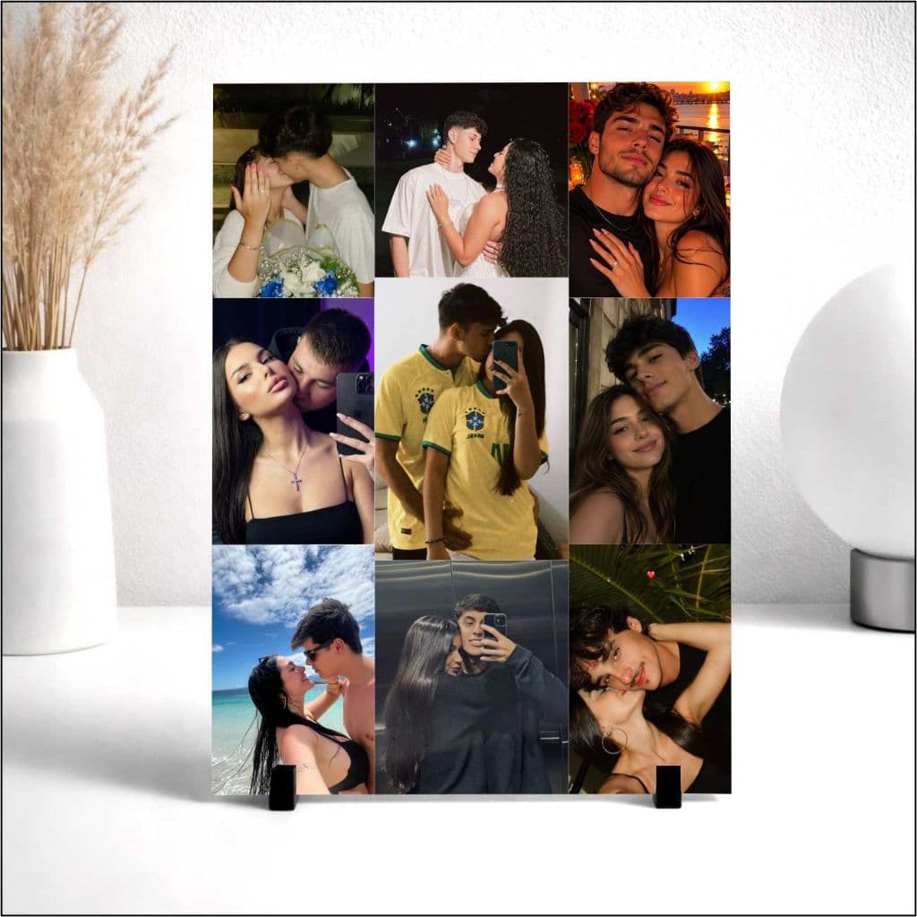 Quadro Personalizado com 9 Fotos Presente para Namorado Casal Amor Familia Decoração