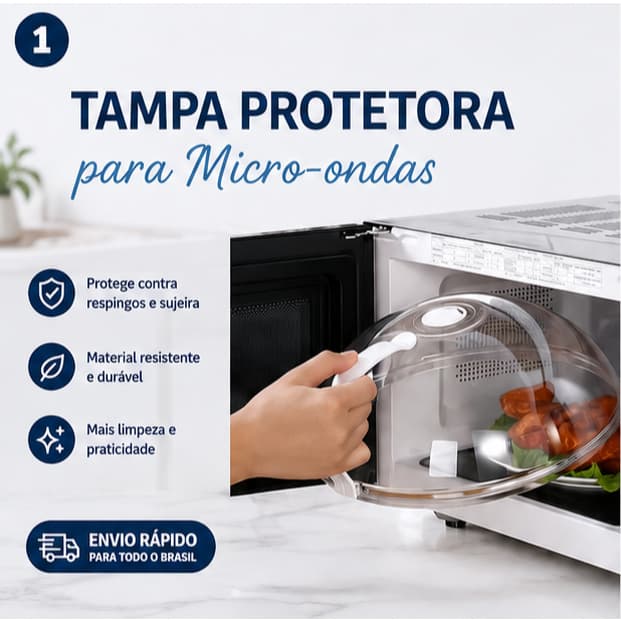 Tampa Para Microondas Com Válvula De saida De Vapor E Alça Reforçada Anti Respingo