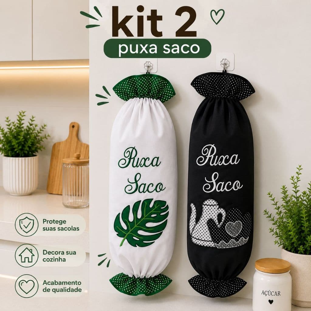 Kit 2 Puxa Saco Organizador de Sacolas Organizadora De Plástico para Armazenamento Guarda Sacola