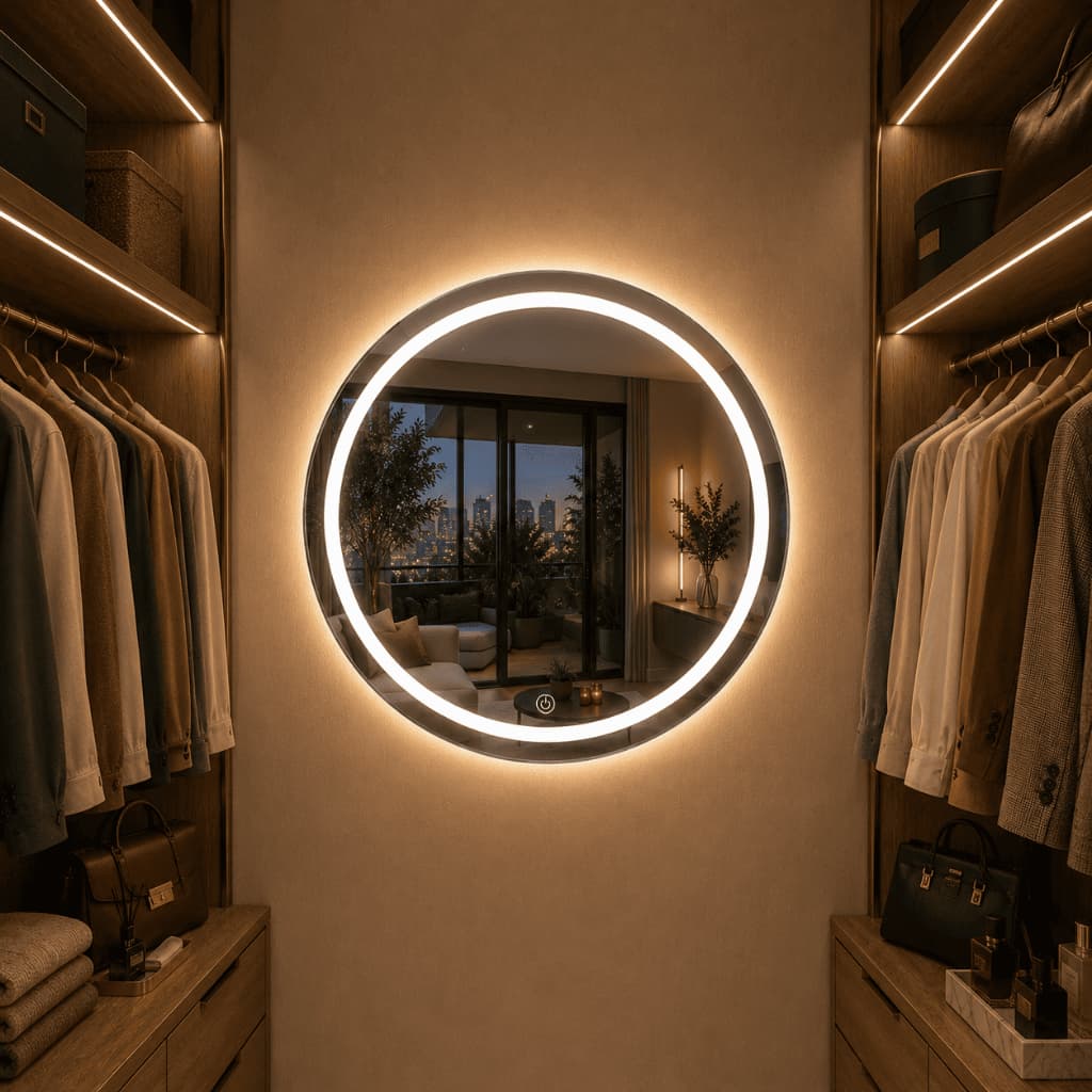 Espelho com Led Redondo 60cm com Touch Espelho para Banheiro Espelho para Maquiagem