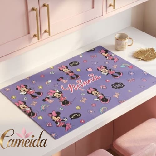 Kit com 2 Lugares Americano Minnie Jogo Americano Retangular em PVC Impermeável (28x43 cm) (Modelo B)