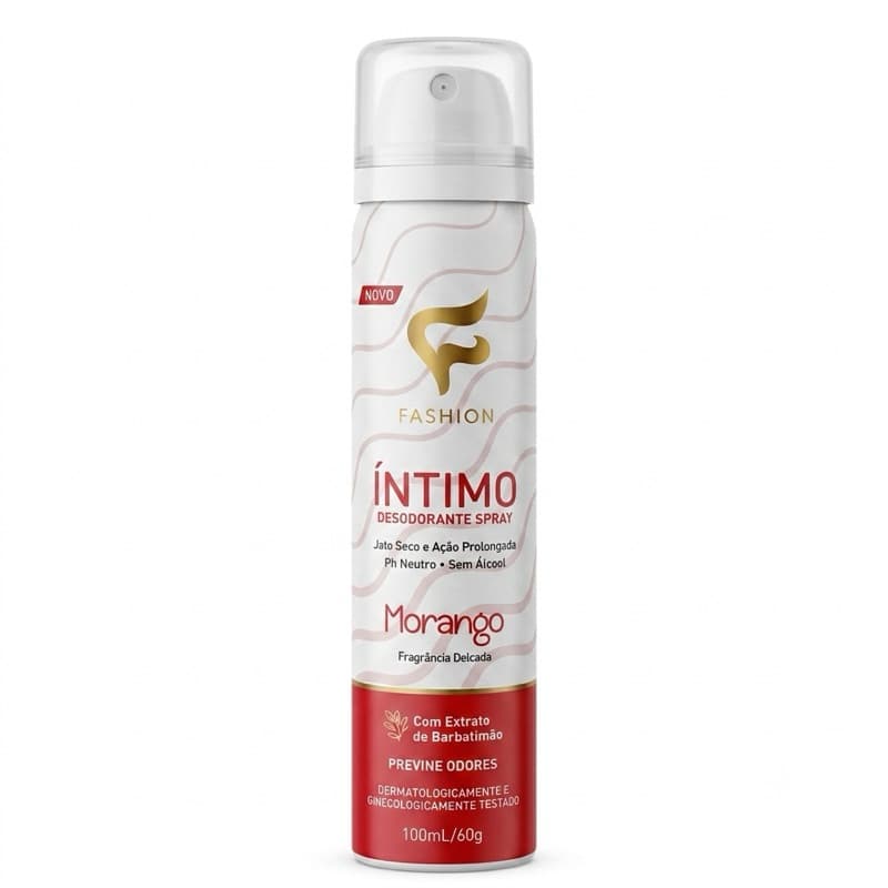 Desodorante Íntimo Feminino Spray Morango Fashion 100ml pH Neutro Sem Álcool Ação Prolongada