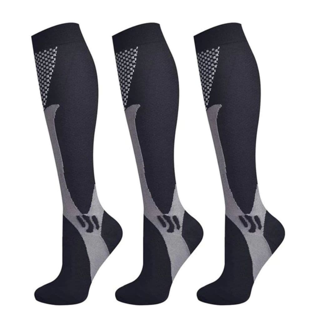 Kit 3 Pares Meias Compressão Unissex Varizes Trombose Antitrombo Recuperação Suporte Para Circulação Conforto nas Pernas