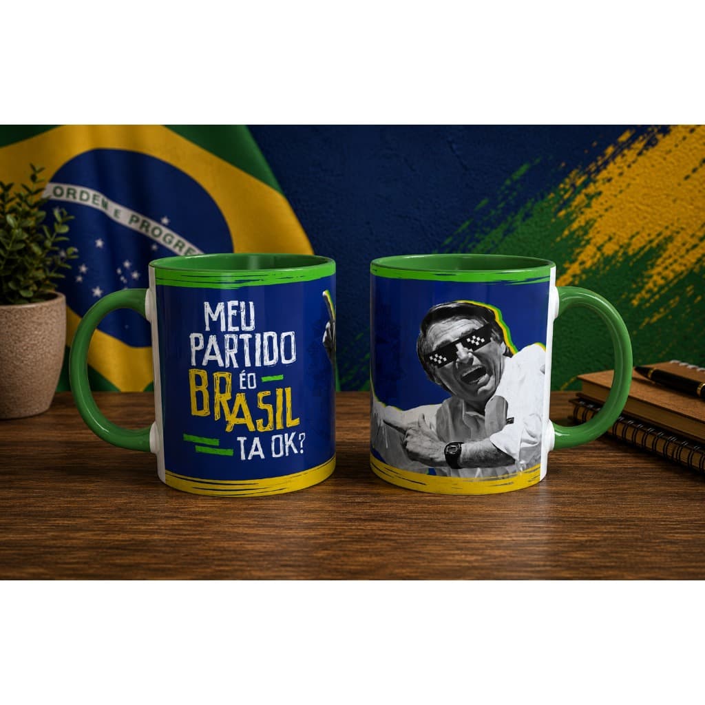 Caneca Bolsonaro Exclusiva | Meu Partido é o Brasil | Cerâmica 350ml
