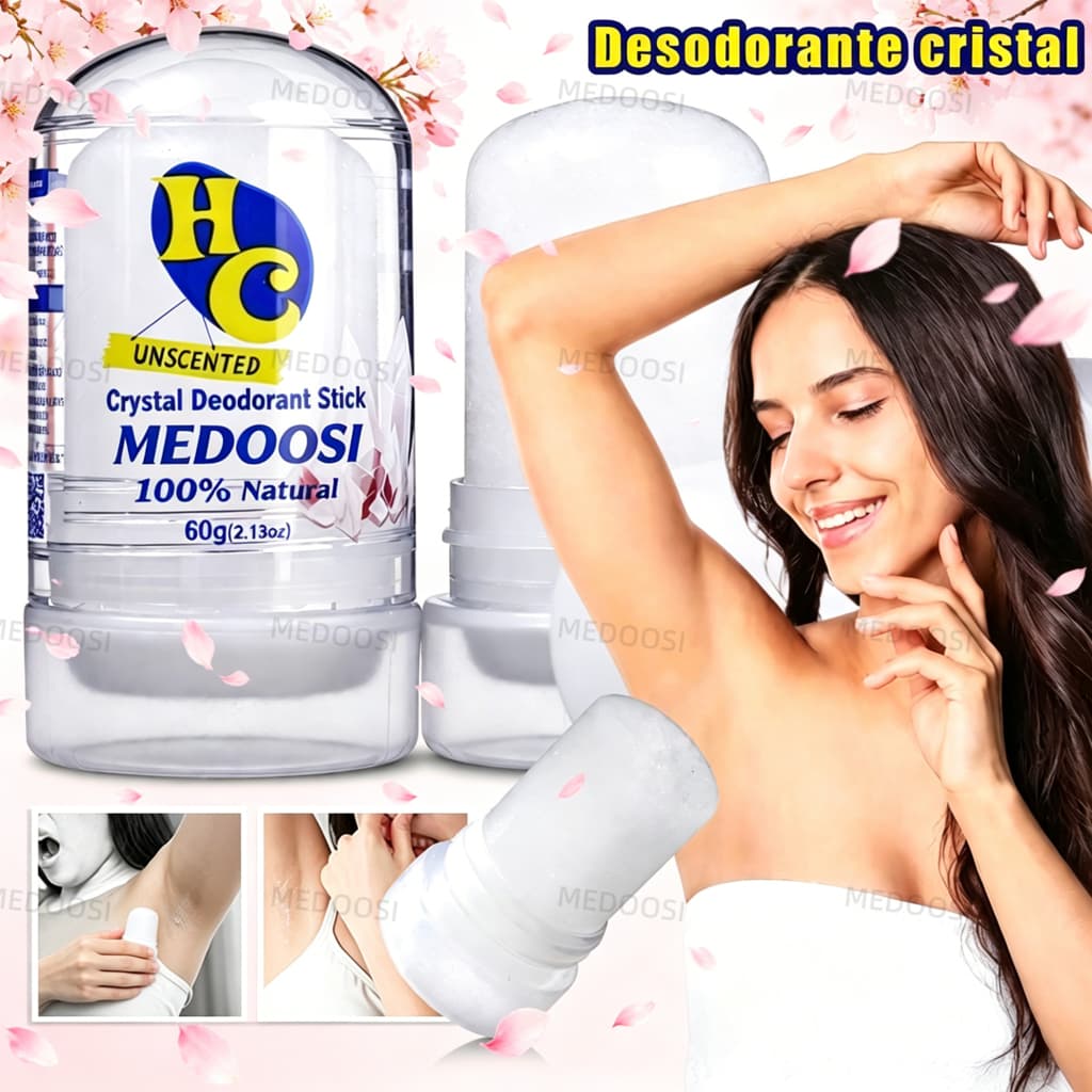 Desodorante Natural Cristal Pedra de Alumínio 60g Antitranspirante para Corpo e Axilas Sem Álcool 100% Mineral
