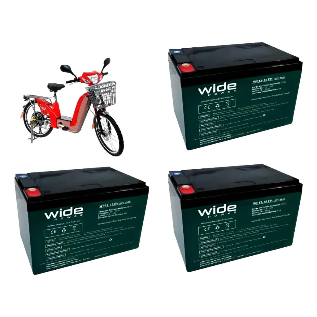 Bateria 12v15ah Preto Wide 3un