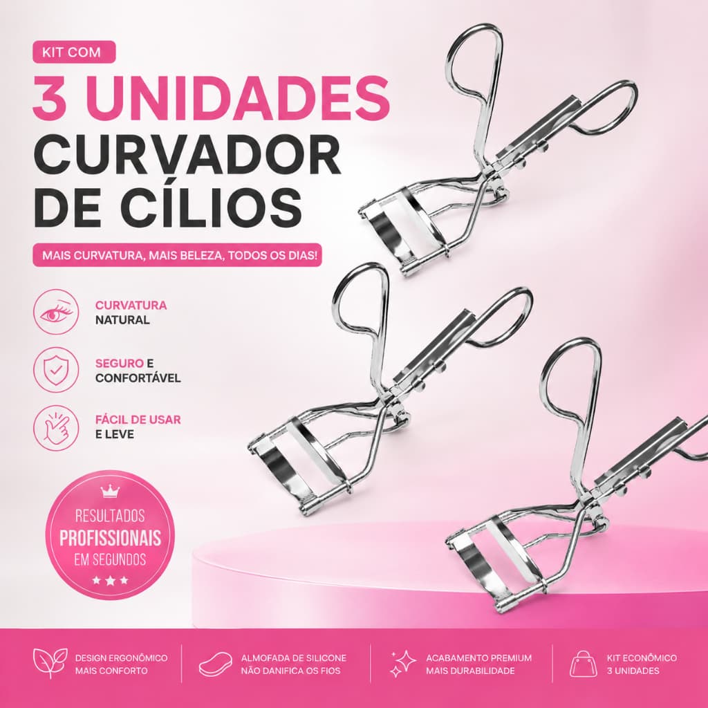 3 Unidades de Curvex para Cílios Modelador Maquiagem Prateado