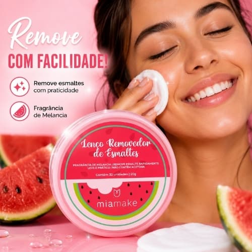 Mia Make Lenço Removedor de Esmaltes Fragância de Melância
