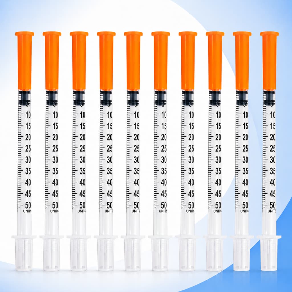 Kit 25 Seringa Insulina 0,5ml Fixa Agulha Fina Ultrafina 0,25mm x 6mm Graduada Estéril Descartável