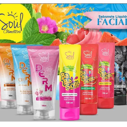 Lote 12 Sabonete de Rosto Soul Cosméticos 100ml Atacado Caixa Variada Revenda