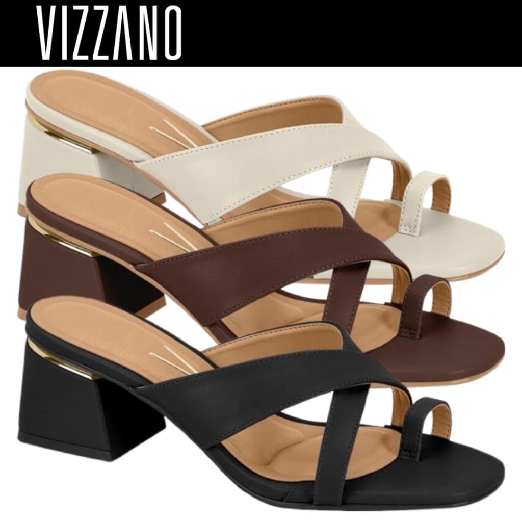 Vizzano Tamanco Feminino 6428.161 Salto Grosso Dedo Confortável