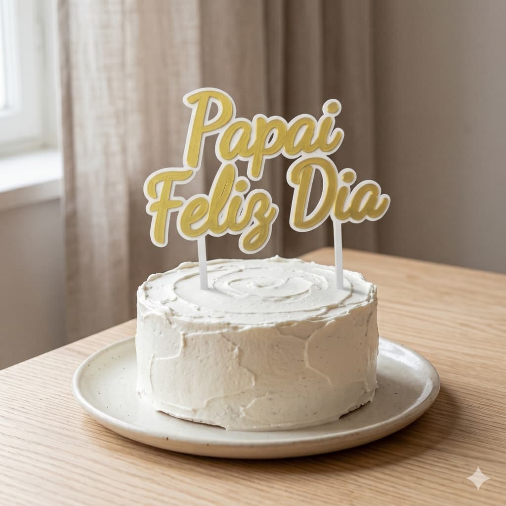 Topo de Bolo Personalizado Aniversário 3D Dourado Nome e Idade Lembrança