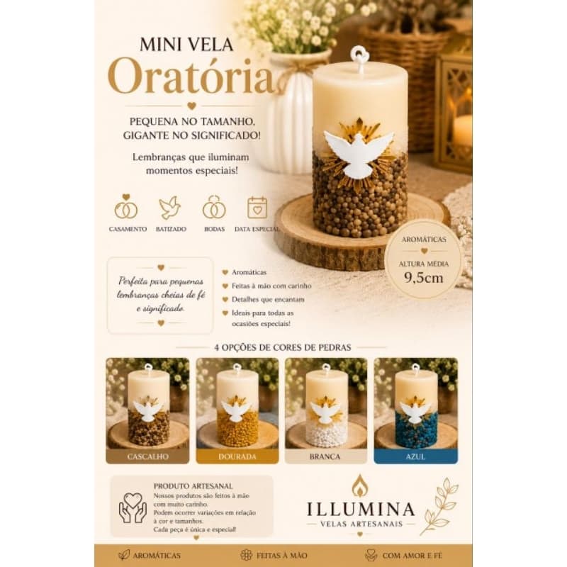 Mini Vela Oratória Espírito Santo Lembrancinha Religiosa
