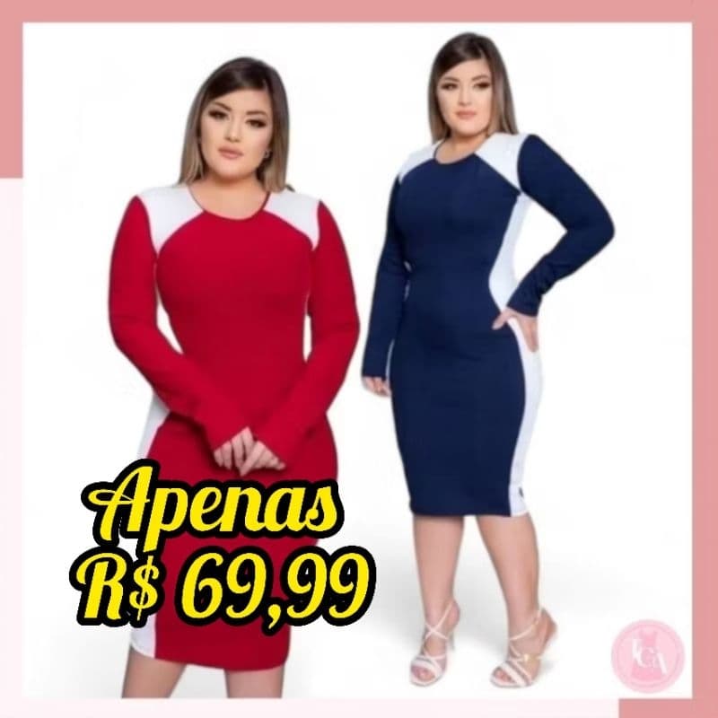 Vestido Feminino Tubinho MIDI Outono Inverno Manga Longa Saia Lápis Justo Moda Mulher Evangélica