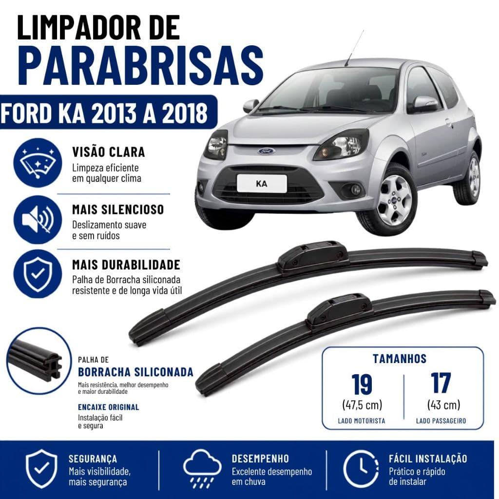 Palheta Limpador parabrisa Ford Ka 2010 2011 2012 2013 2014 Par