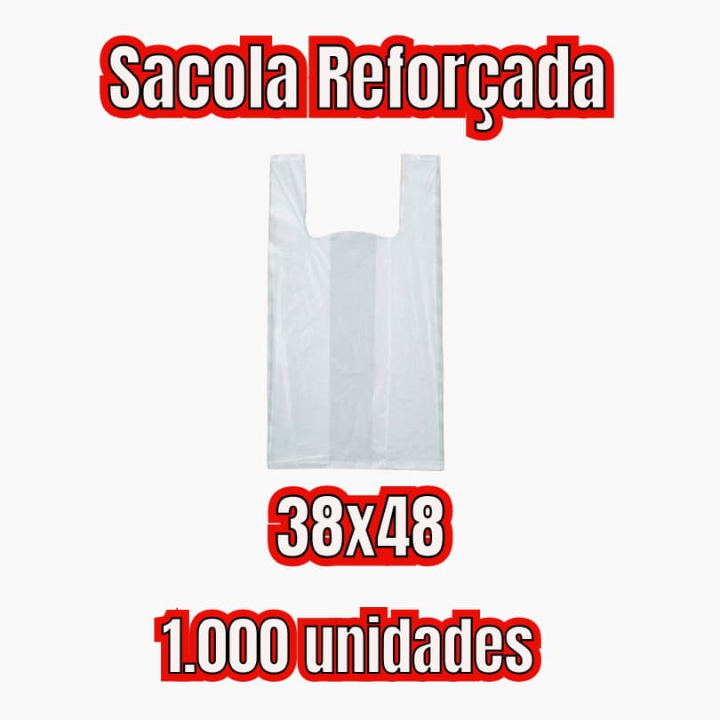 Sacola Plástica 38x48 1.000 Unidades | Reforçada | Virgem, Branca