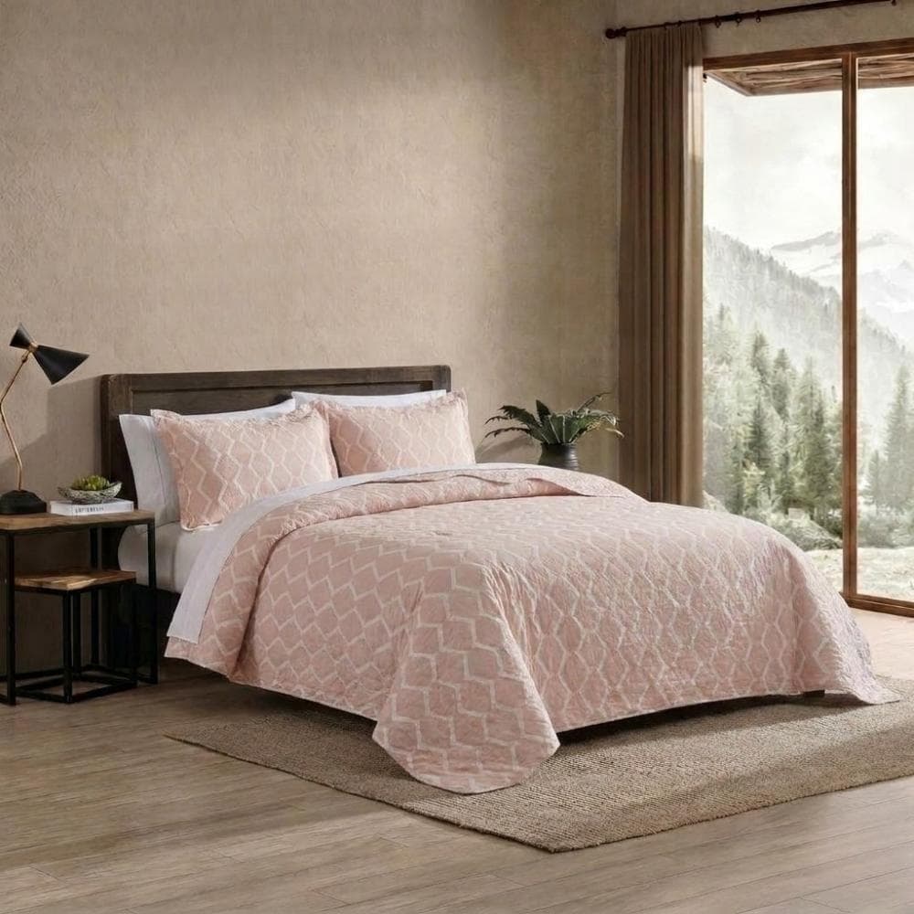 Kit Colcha Cobre Leito Cama Casal Essential Queen King 3 Peças Estampado Capri Quarto Casa