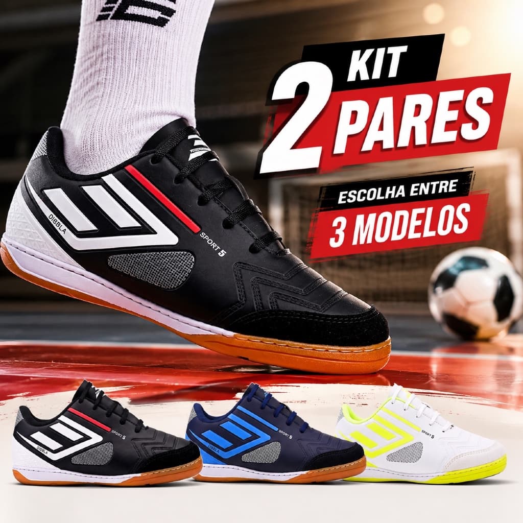 2 Pares Chuteira Salão Futsal Palmilha Gel Futebol Quadra Masculina Colada Costurada Macia Forte