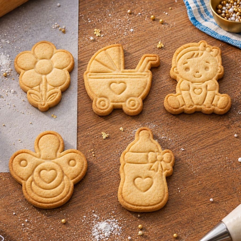 Kit 5 Cortadores de Biscoito Chá de Bebê Maternidade Chá Revelação Confeitaria Biscuit Menino Menina