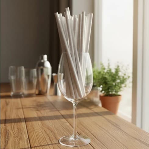 Canudo de Papel Biodegradável 6mmx197mm Branco - 100un