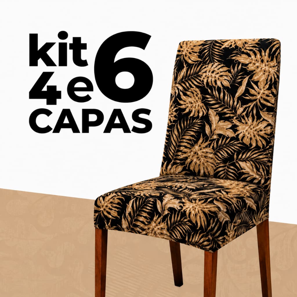 KIT 4 ou 6 Capa de Cadeira Sala de Jantar Premium Elásticada Malha Gel Estampada Floral ou Lisa Luxo