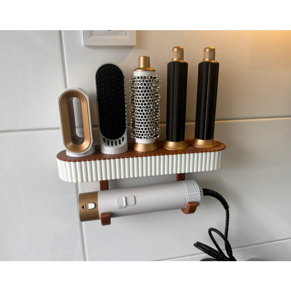 Suporte para Secador de Cabelo Parede 4 em 1 Organizador Banheiro Porta Escova