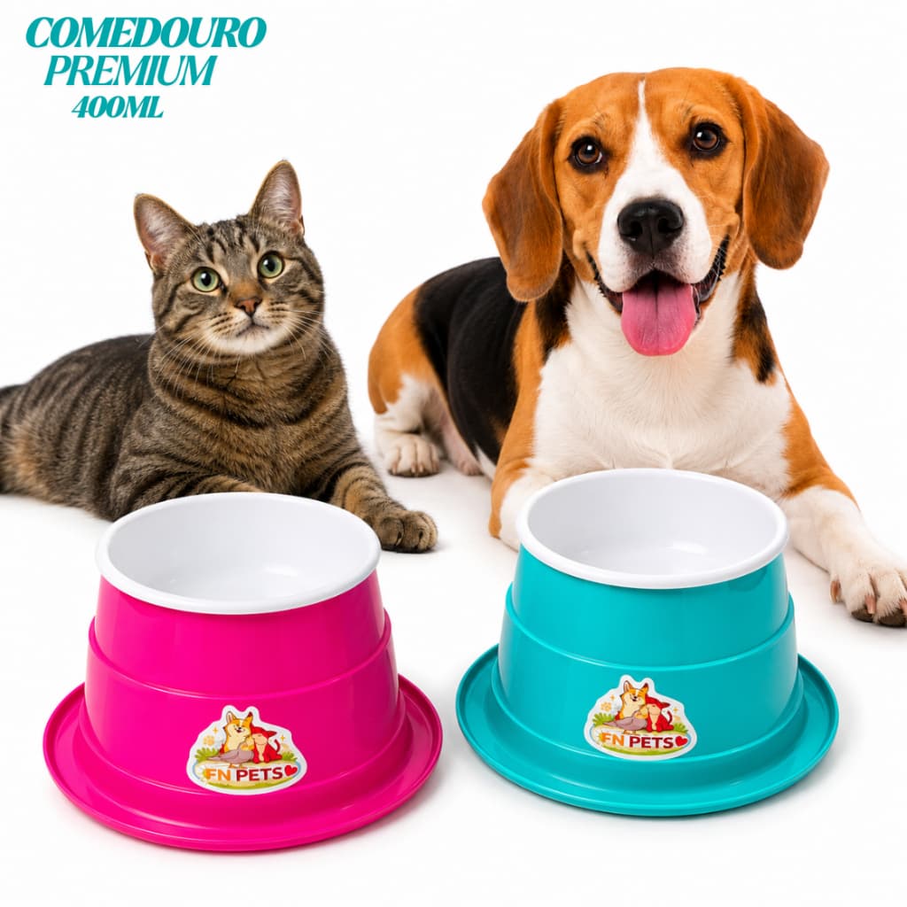 Kit pet 2 Comedouros e bebedouro AntiFormigas e Refluxo FN Pets 400ml cachorro e gato pequeno e medi