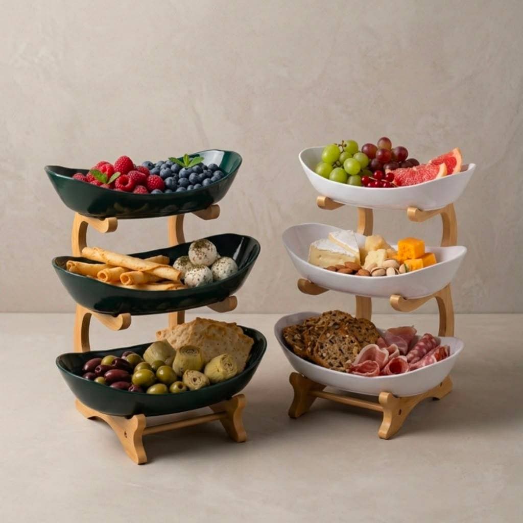 Fruteira De Mesa 3 Andares Petisqueira Bandejas Para Frutas Sobremesa Cozinha
