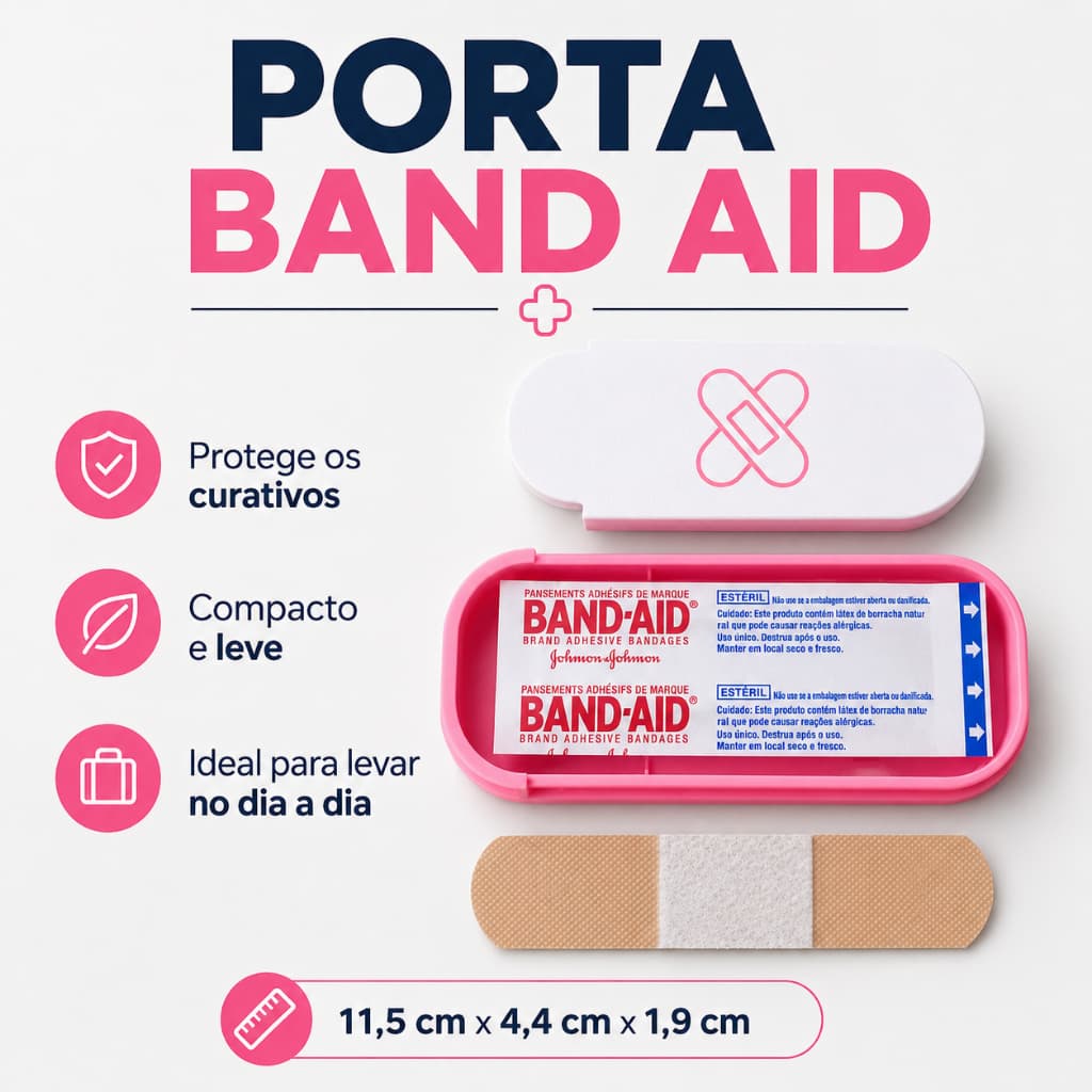 Porta Curativos com Tampa 3D – Estojo para Band-Aid Compacto Organizador de Viagem