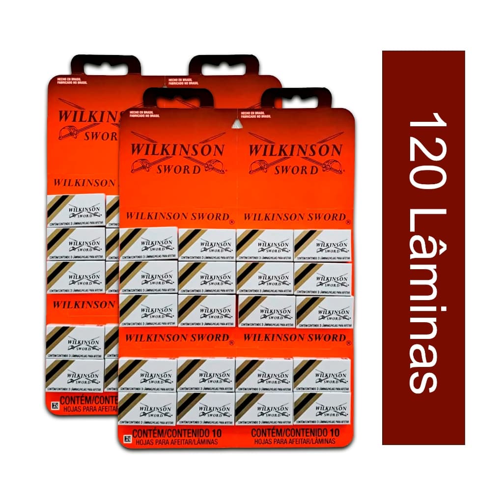 Kit Lâminas Wilkinson Sword Barbear Aço Inox 120 Unidades