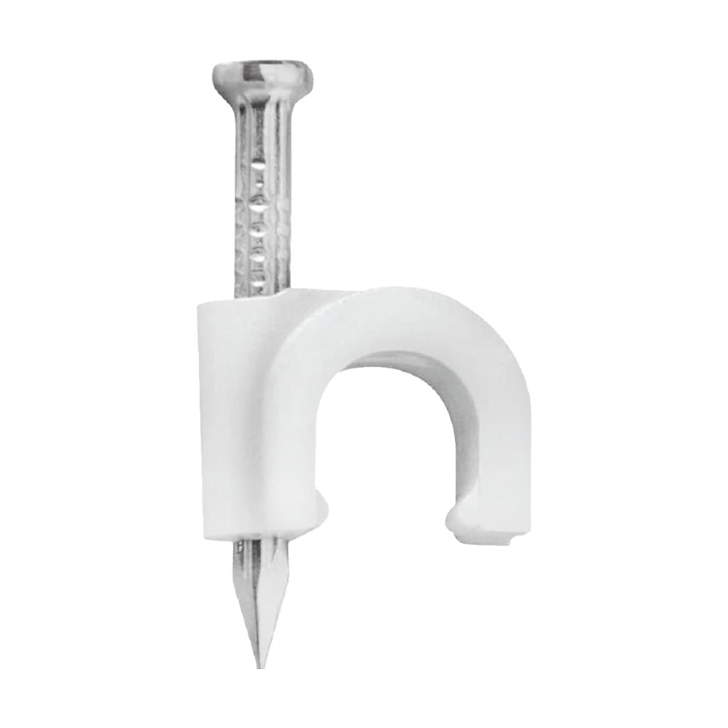 Grampo Fixa Fio Cabo Coaxial Rede Miguelao 50 Unidades 10mm Branco Passa Fio Acabamento Design