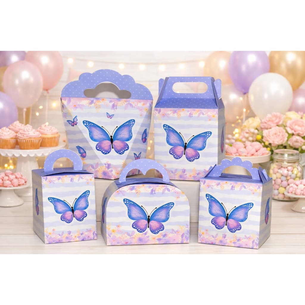 Kit Caixinha Borboletas Lilás Roxo Jardim Lembrancinha Pegue E Monte Não é Personalizado