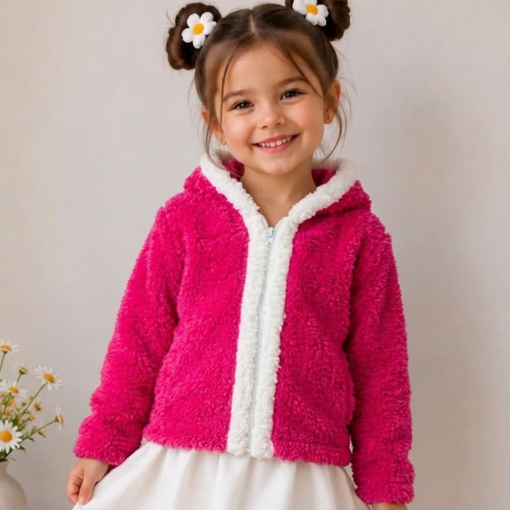 casaco infantil teddy menina inverno carneirinho com capuz menina blusa de frio agasalho de escola