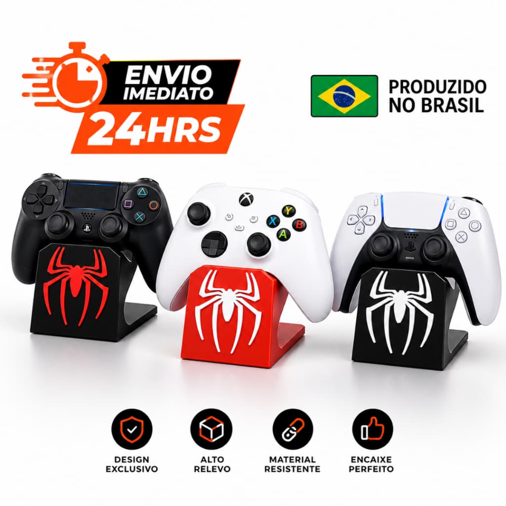 Suporte para Controle Gamer Compatível com PS5 PS4 Xbox Series S X Base Organizador de Mesa Setup Geek