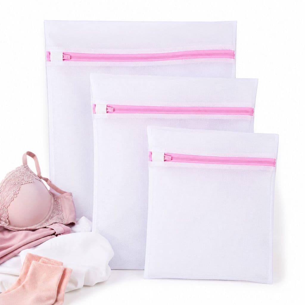 Kit 3 Sacos para Lavar Roupas Delicadas com Zíper Protetor Lavadora