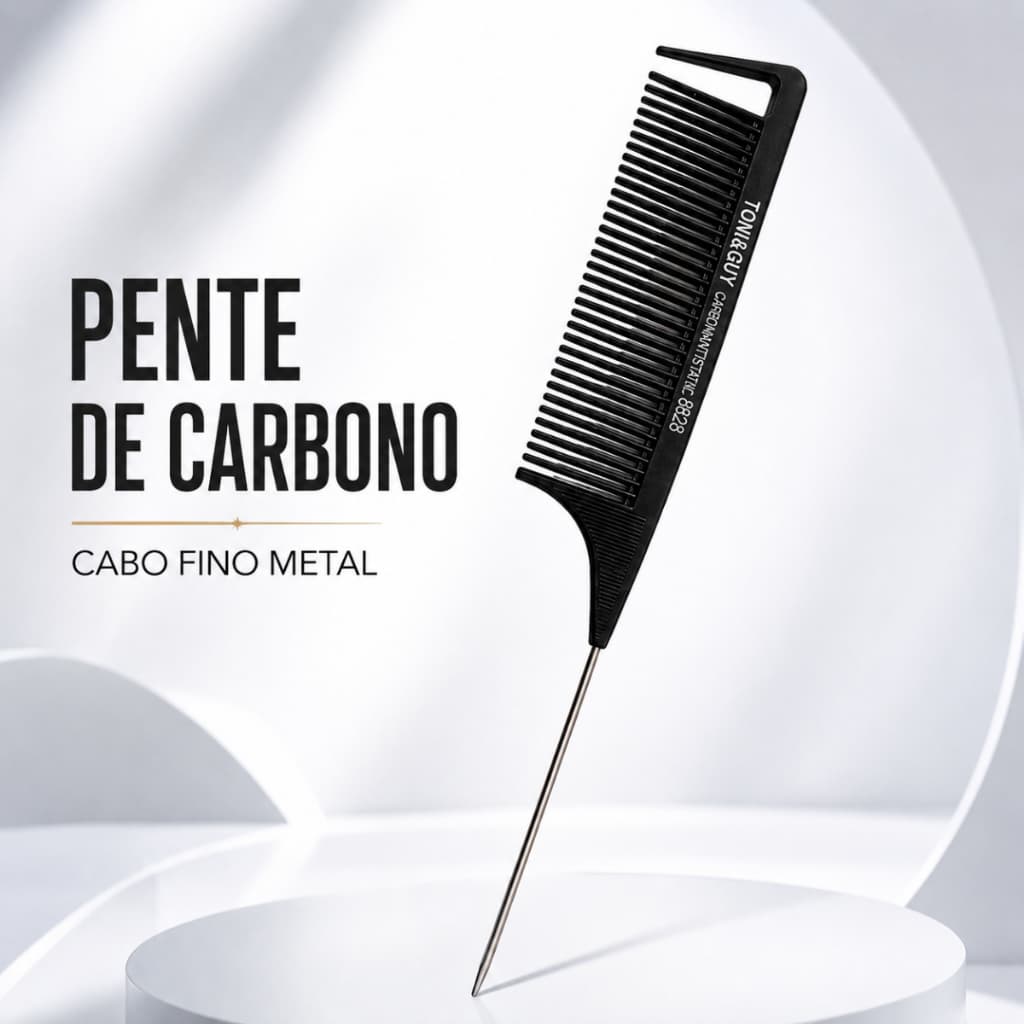 Pente Profissional de Carbono Cabo Fino Metal Separador de Mechas