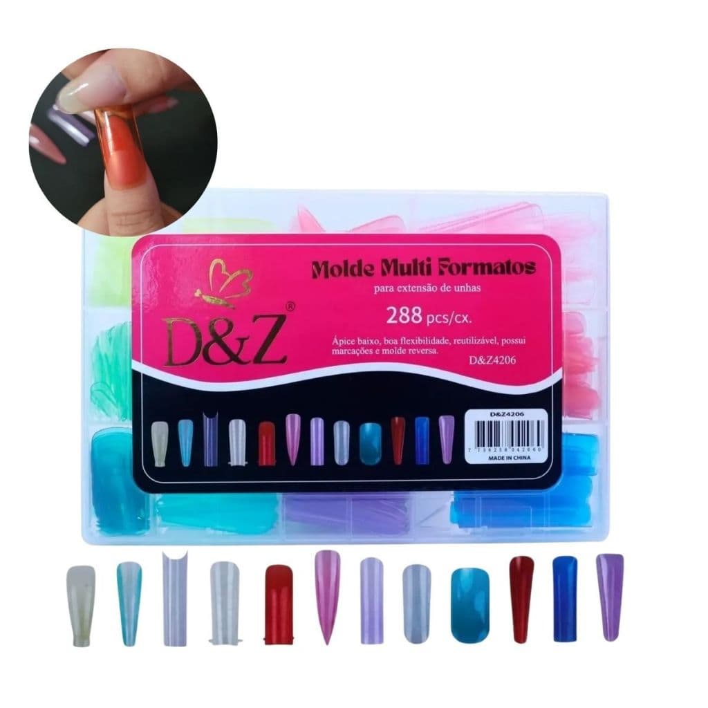 Molde F1 12 Formatos 288 Peças Colorido Mandorla Stileto Quadrado D&z